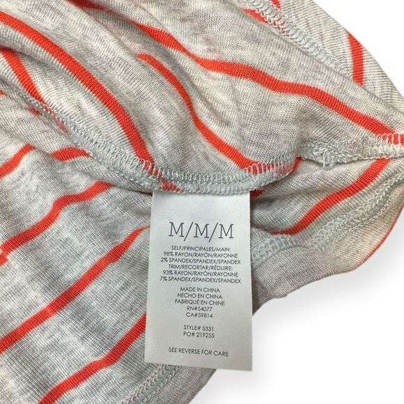 CABI Women’s Heather Gray and Orange Striped Ruffle Peplum Tank Top Size Medium - Picture 6 of 7